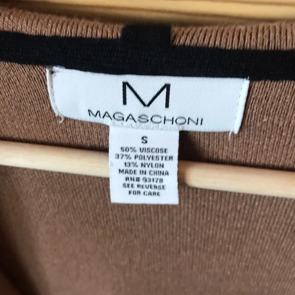 Magaschoni Black and Nude Hooded Cardigan Size Small